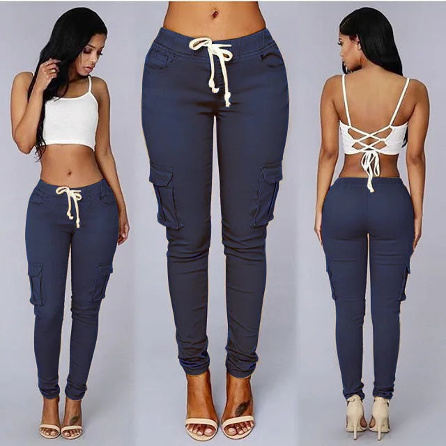 Slim-Fit Bleistifthose für Damen mit Kordelzug & Taschen